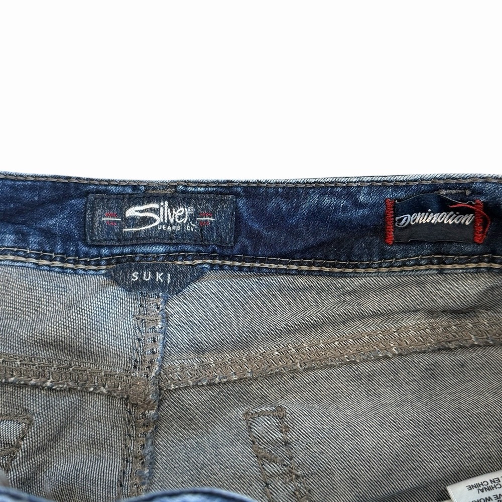 Silver Jeans Suki High Boot Women's Size 33x35 Dark Wash Stretch Denim Jeans - Picture 3 of 9